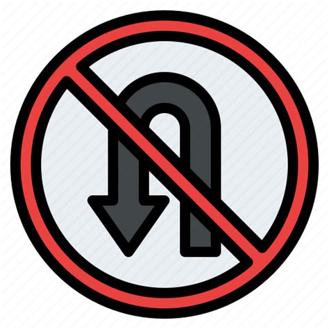 No U Turn Traffic Sign Label Prohibition Icon Download On