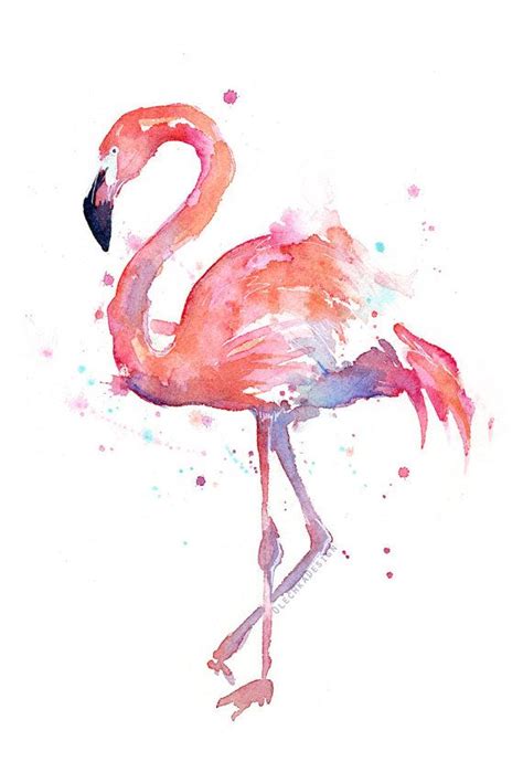 Flamingo Watercolor Painting Flamingo Art Print Flamingo Etsy