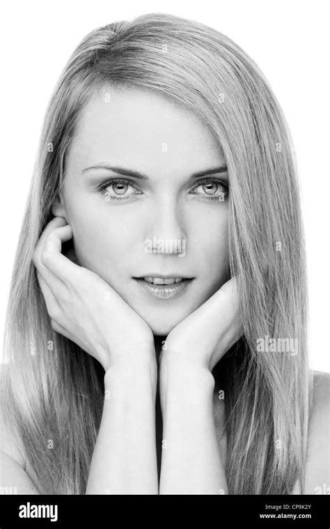 Natural Beauty Headshot Black White Stock Photo Alamy