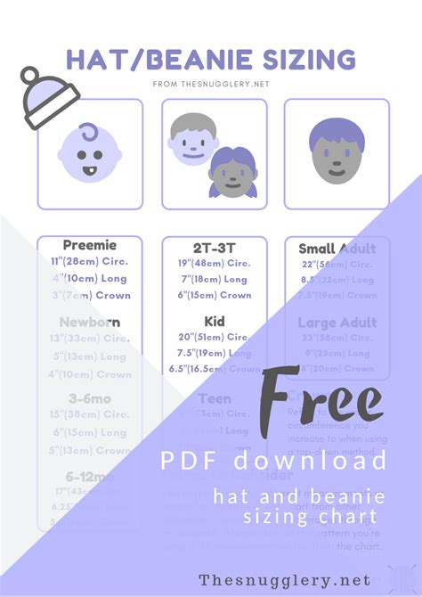 Free Printable Beanie Hat Size Chart - The Snugglery