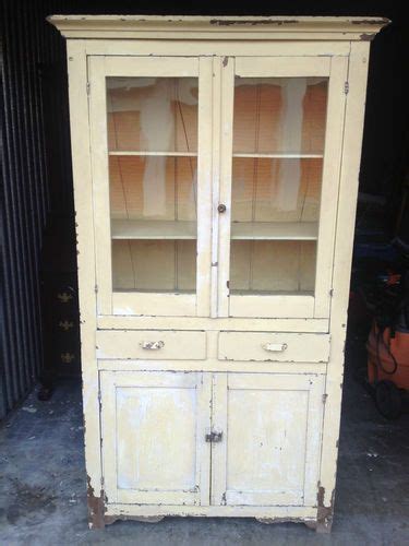 Interesting antique kitchen cabinets with antique kitchen cabinets with glass doors tags 98 magnificent. Vintage Kitchen Cupboard Glass Doors Chippy Paint Antique ...