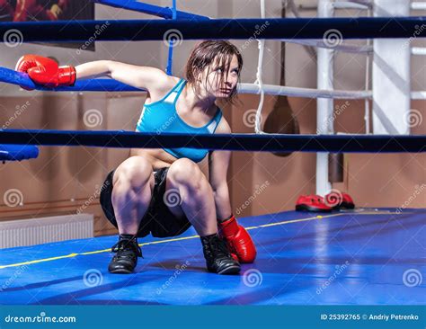 Girl Boxer In Boxing Ring Royalty Free Stock Photo Image