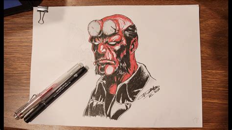 Hellboy Draw Time Lapse គូររូប Hellboy By Pen 8minute Youtube