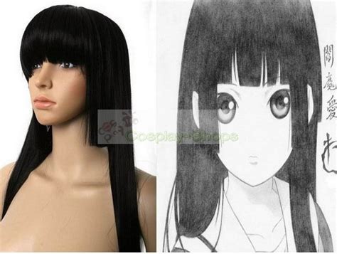 custom cheap hell girl jigoku shoujo enma ai 80cm long black cosplay wig in hell girl jigoku