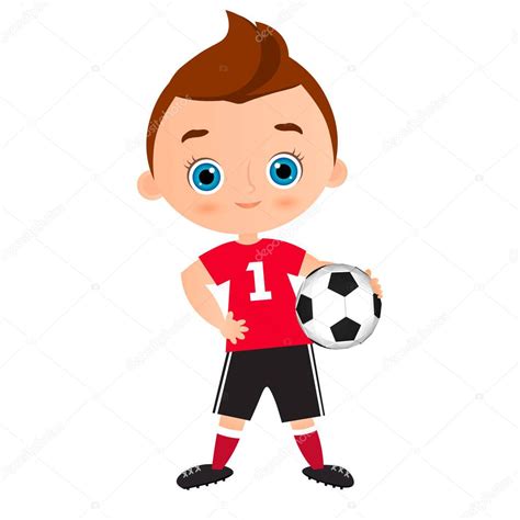 Muchacho Joven Niños Jugando Al Fútbol Vector Ilustración Eps 10