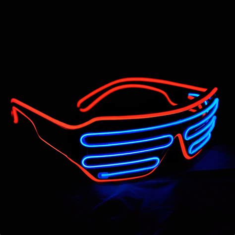pinfox glow shutter neon rave glasses el wire flashing led sunglasses light up dj costumes for