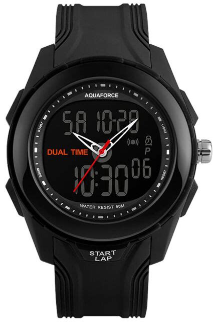 aqua force dual time digital analog tactical combat watch 50m water resistant ebay