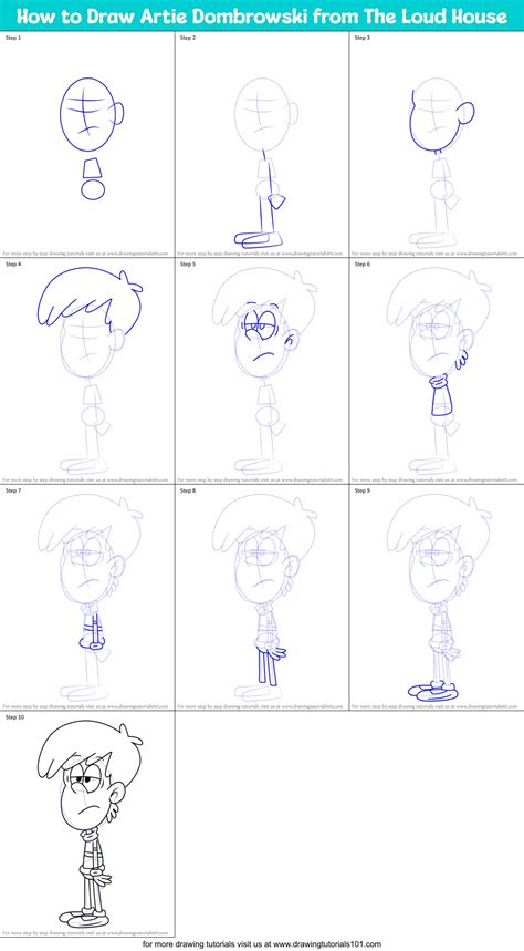 How To Draw Artie Dombrowski From The Loud House Printable Step By Step