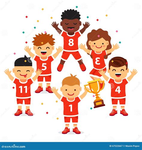 Children Sports Team Wins A Golden Cup Stock Vector Illustration Of