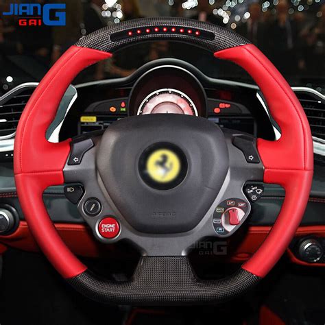 Carbon Fiber Led Steering Wheel Fit For 2011 Ferrari 458 488 F12 Red