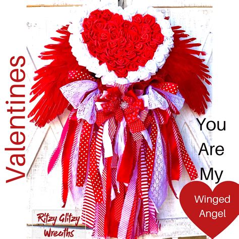 Angel Wreath Valentines Day Wreath Heart Wreath Love Wreath Etsy