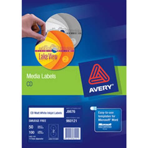 Avery Cd Dvd Labelling System And Refills Cd Labels Matte White Laser Pk100 Primework