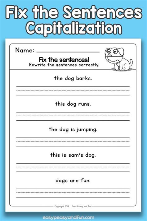 A Printable Worksheet With The Words Fix The Sentences Capitalization On It