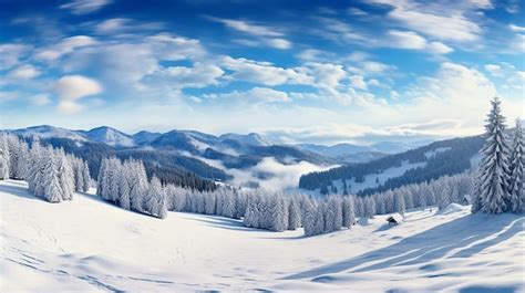 Premium Ai Image Stunning Panorama Of Snowy Landscape In Winter In