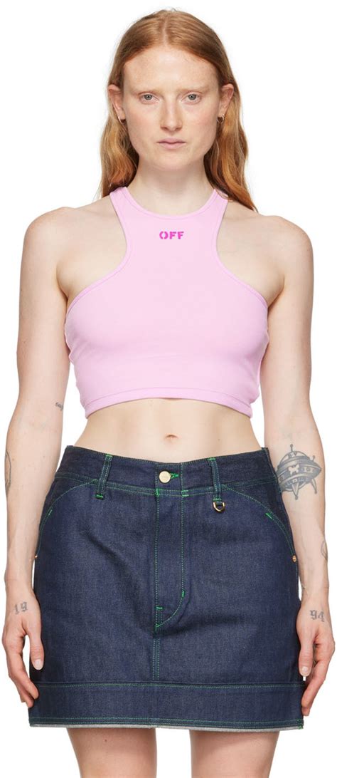 Off White Purple Cropped Tank Top Ssense Uk