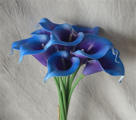 Royal Blue Purple Picasso Calla Lilies Real Touch Flowers For