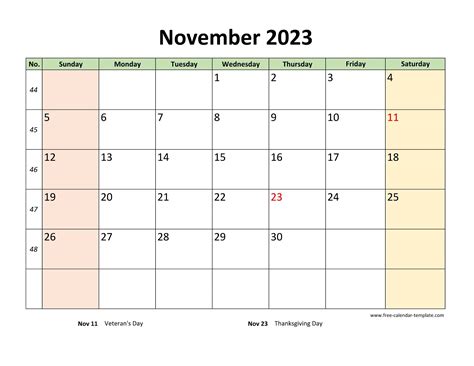 Calendar November 2023 Printable