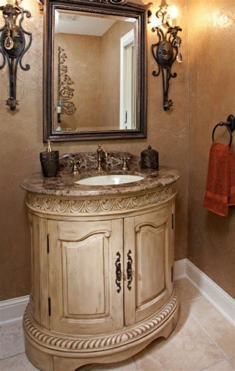 These colors are ideal as they make great backdrops for the setting of your bathroom. Tuscan powder room. | Tuscan bathroom decor, Tuscan ...