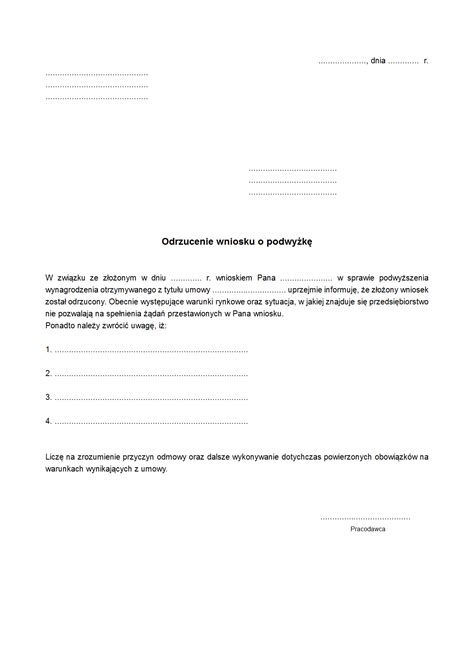 OWoP Odrzucenie wniosku o podwyżkę | druk, formularz online