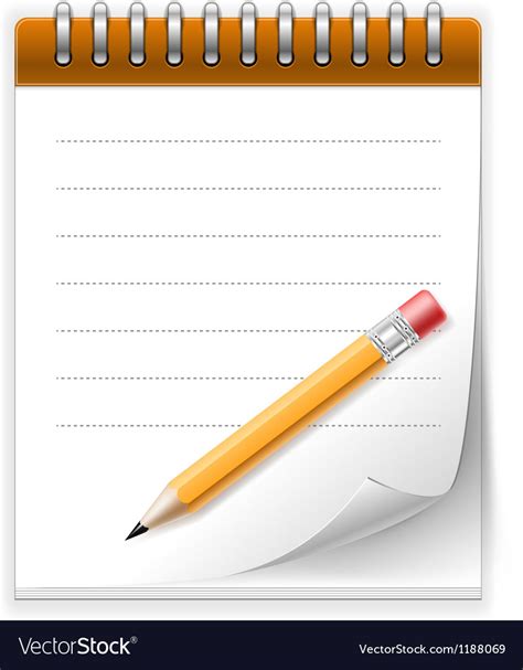 Notepad Paper With Pencil Royalty Free Vector Image