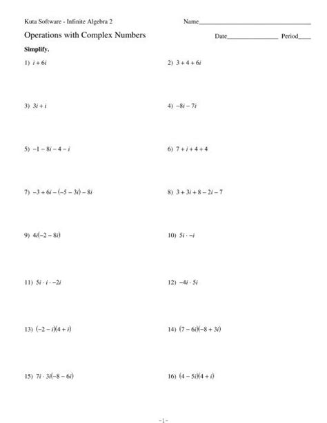 Complex Numbers Worksheet Answers Kuta Software