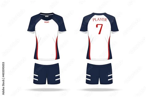 Specification Volleyball Jersey Isolated On White Background Sport T Shirt Round Neck And