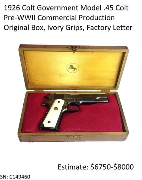 1926 Colt Government Model 45 Colt Pistol Live And Online Auctions