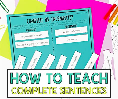5 Simple Activities To Teach Writing Complete Sentences Simply
