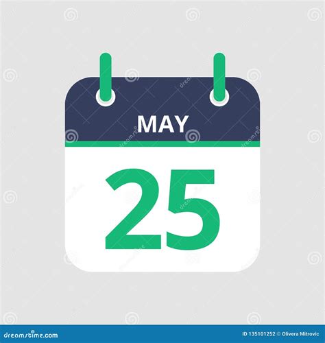 Calendar 25th Of May Stock Vector Illustration Of Paper 135101252