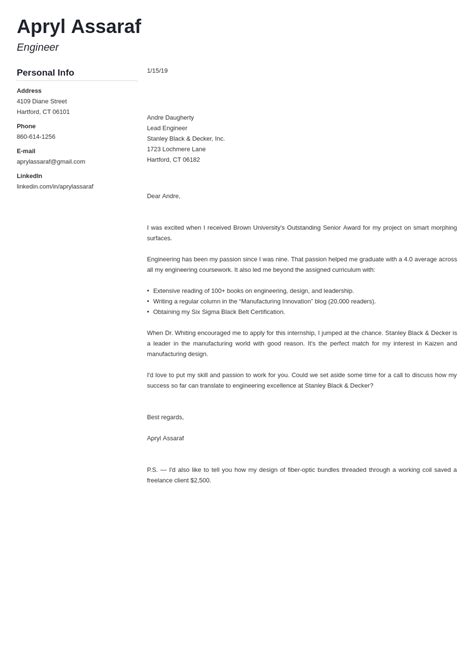 Cover Letter For Internship Examples And Guide