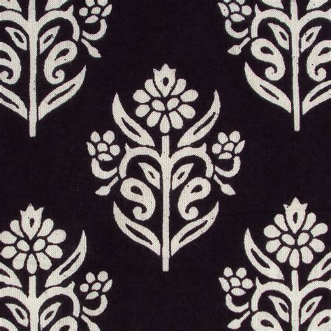 Indian Block Print Floral Cotton Fabric Black And White Mo Flickr