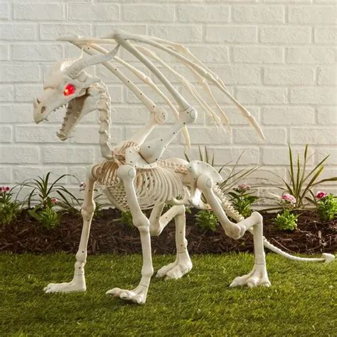 3 Ft Tall Animated Spooky Dragon Skeleton Halloween Yard Lawn