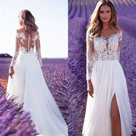 These gorgeous hippie bohemian wedding dresses from freepeople have us oohing and aahing like nobody's business. Discount Long Sleeve Wedding Dresses 2018 Real Image ...