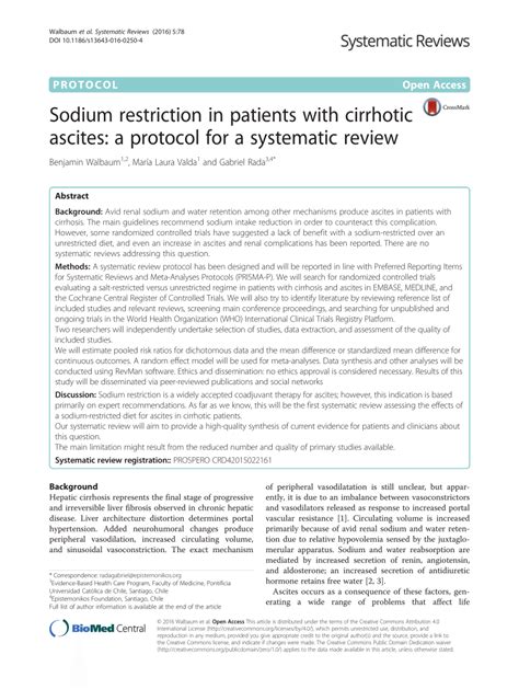 Pdf Sodium Restriction In Patients With Cirrhotic Ascites A Protocol