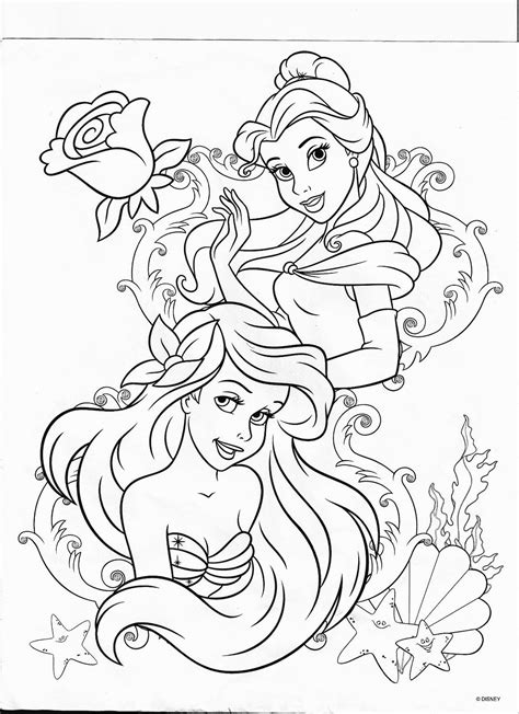 Free printable belle coloring pages for kids belle is a well known fictional character from the walt disney pictures' 1991 film beauty and the beast. Belle and Ariel | Ariel coloring pages, Disney princess ...