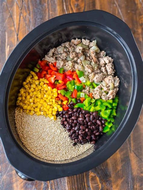 crock pot mexican casserole with quinoa black beans and ground turkey an easy healthy slow