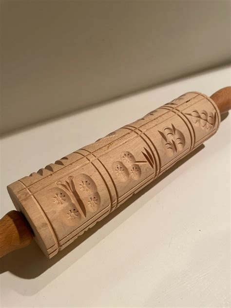 Embossed Rolling Pin Wood Carved Rolling Pin Etsy
