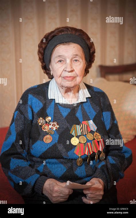 Portrait Of A War Veteran Elderly People Who Have Passed The Second