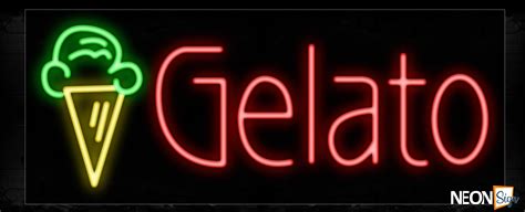 Gelato In Red With Ice Cream Logo Neon Sign