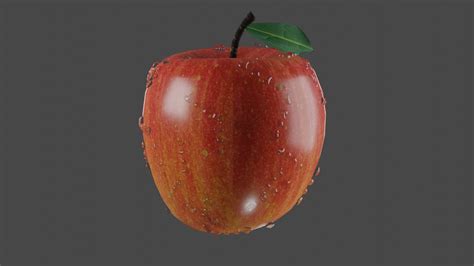 3d Model Apple With Leaf Vr Ar Low Poly Cgtrader