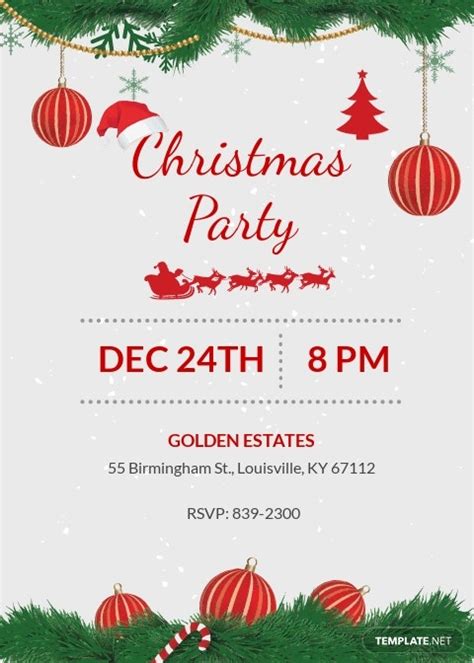 Christmas Party Invitation Card Template Word Outlook Apple Pages