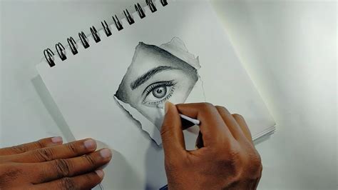 How To Draw An Eye In Torn Paper Realistic 3d Drawing Step By Step