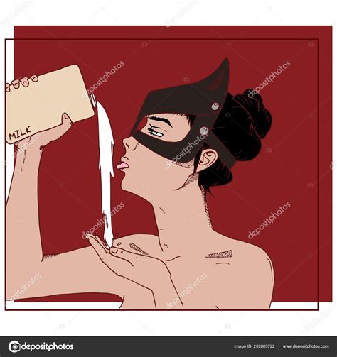 Sexy Mädchen Maske Mit Milch Handgezeichnete Vektor Illustration Stock Vektorgrafik Von ©senik91