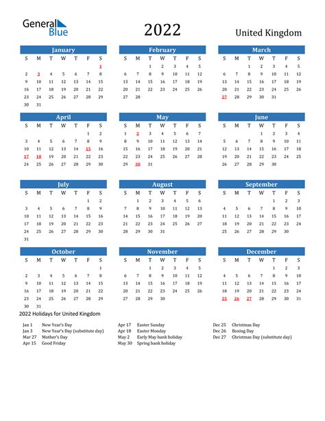 2022 Calendar Uk Printable Kitchen Cabinet