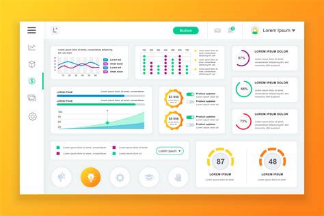 Dashboard Admin Panel Vector Design Template With Infographic Elements