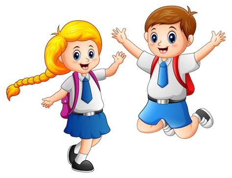 Premium Vector Happy School Kids In A School Uniform