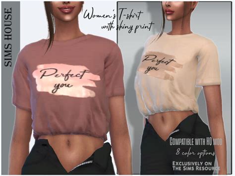 Womens T Shirt With Shiny Print By Sims House At Tsr Sims 4 Updates