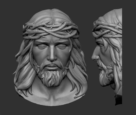 Jesus Head Relief 3d Model Stl 1 Grayscale Image Jesus Statue Grayscale