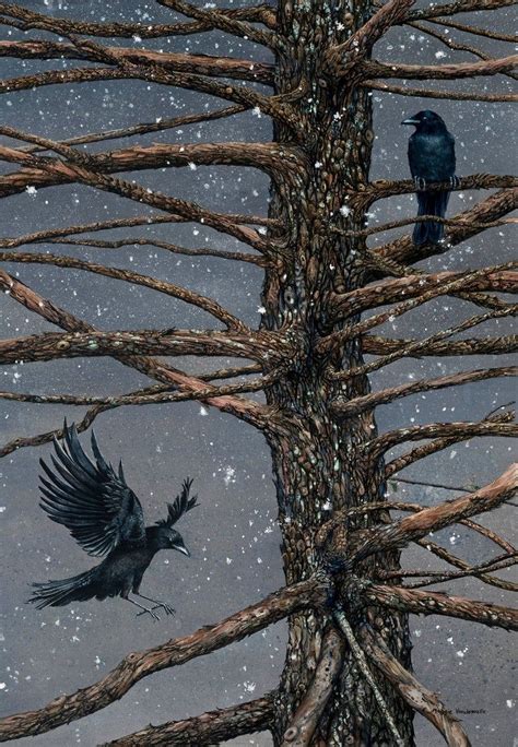 Greeting Card Corvus Corvidae And The Cedar By Etsy En 2021 Art à