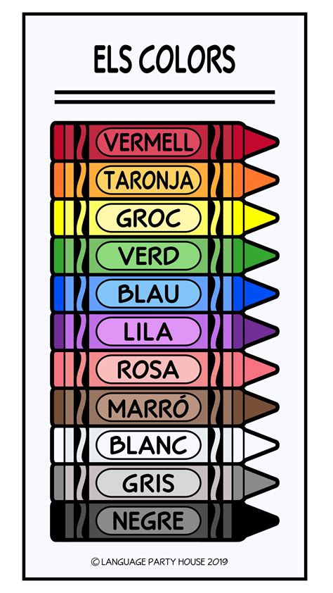 Crayons In Catalan Colors In Catalan Catalan Language Learn